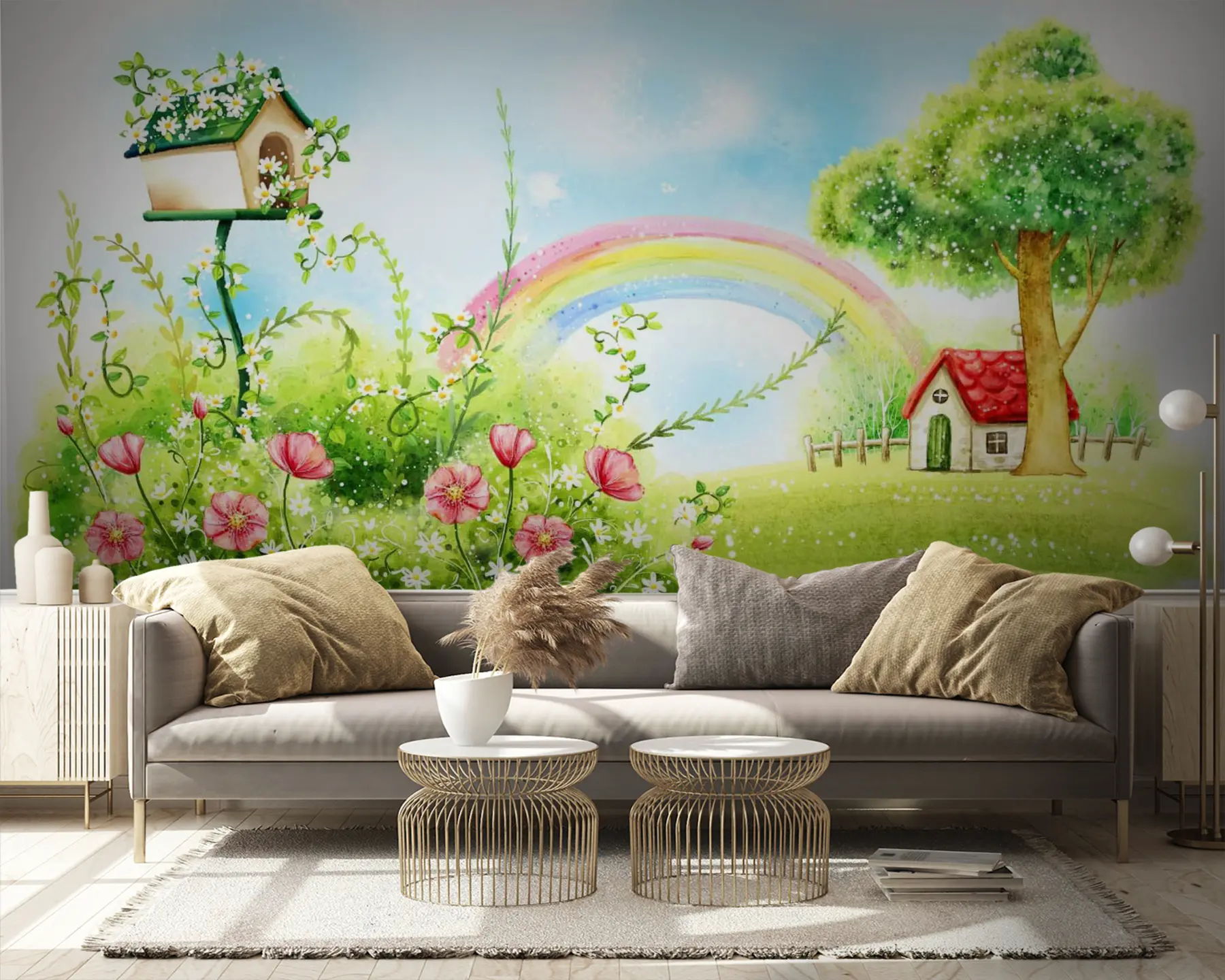 fototapeter Regnbue, plante og blomst u57050