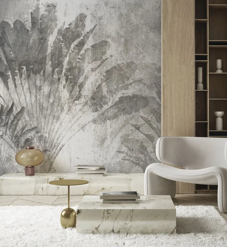 fototapeter Tropiske blader på en steinbakgrunn u73885