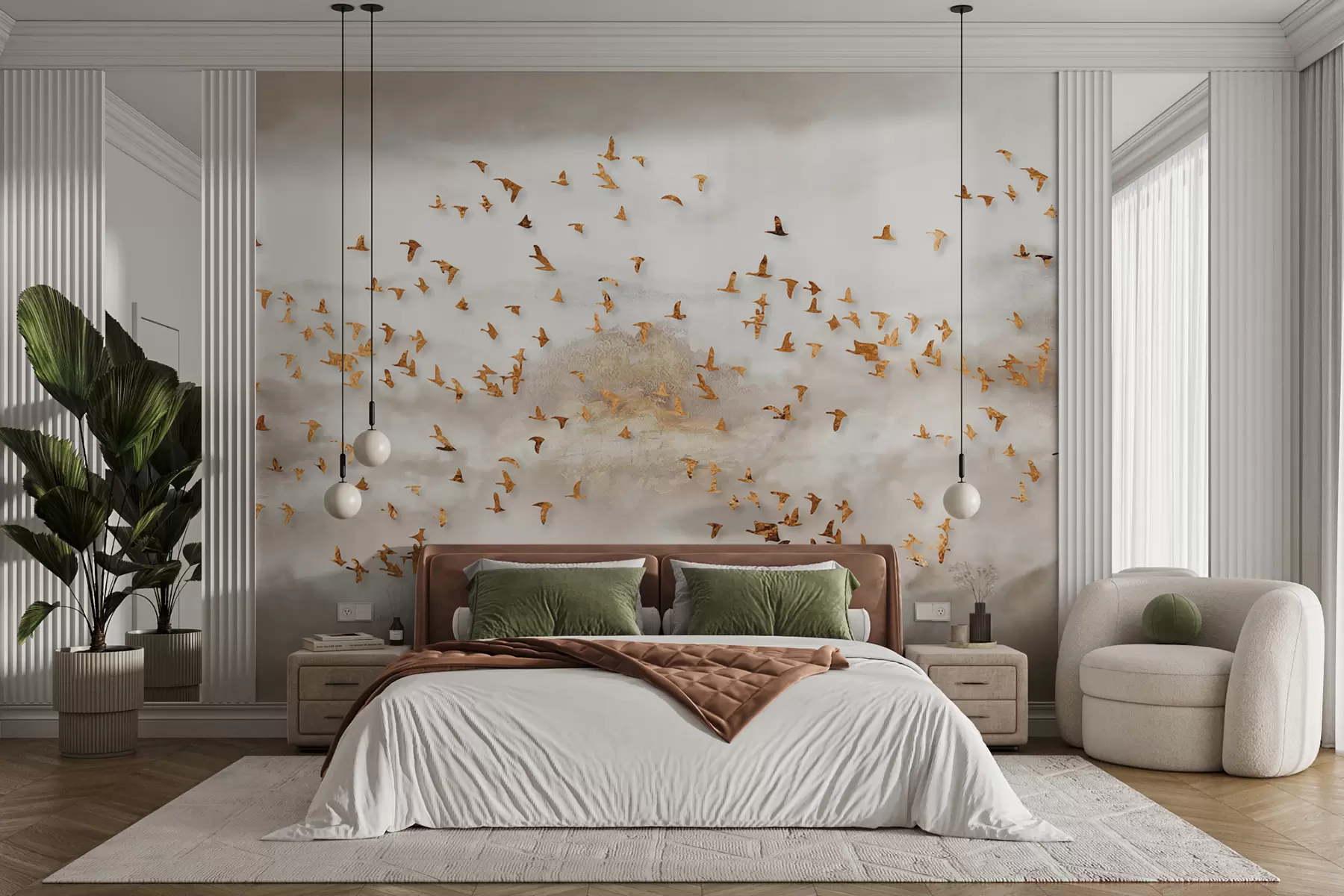 fototapeter Fugleflokk i fjellet u93537