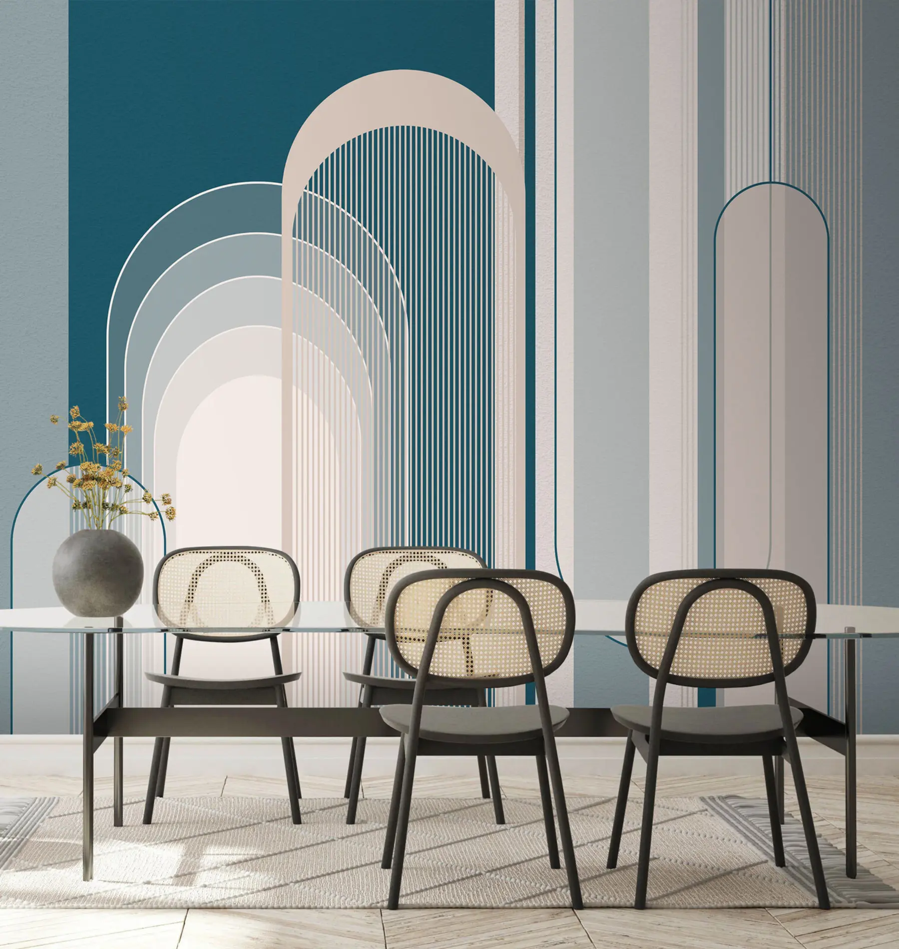 fototapeter Abstrakt sammensetning av vegger med minimalistisk design u73099