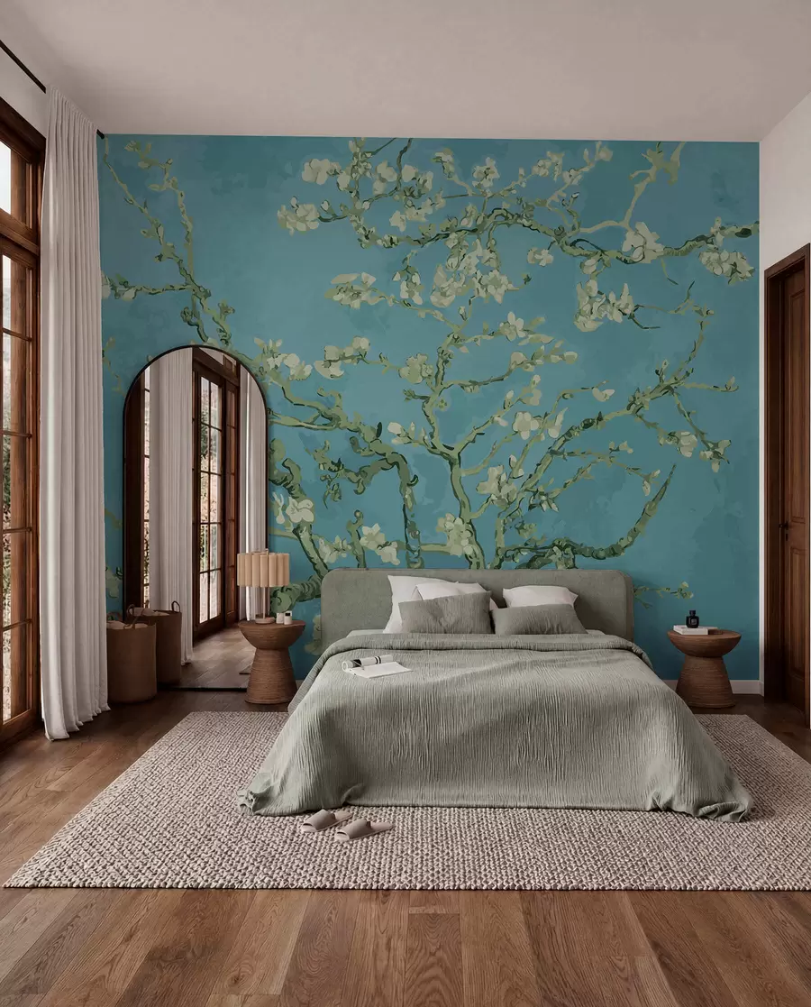 fototapeter Amandier med panoramautsikt i Van Gogh-blomster u93603