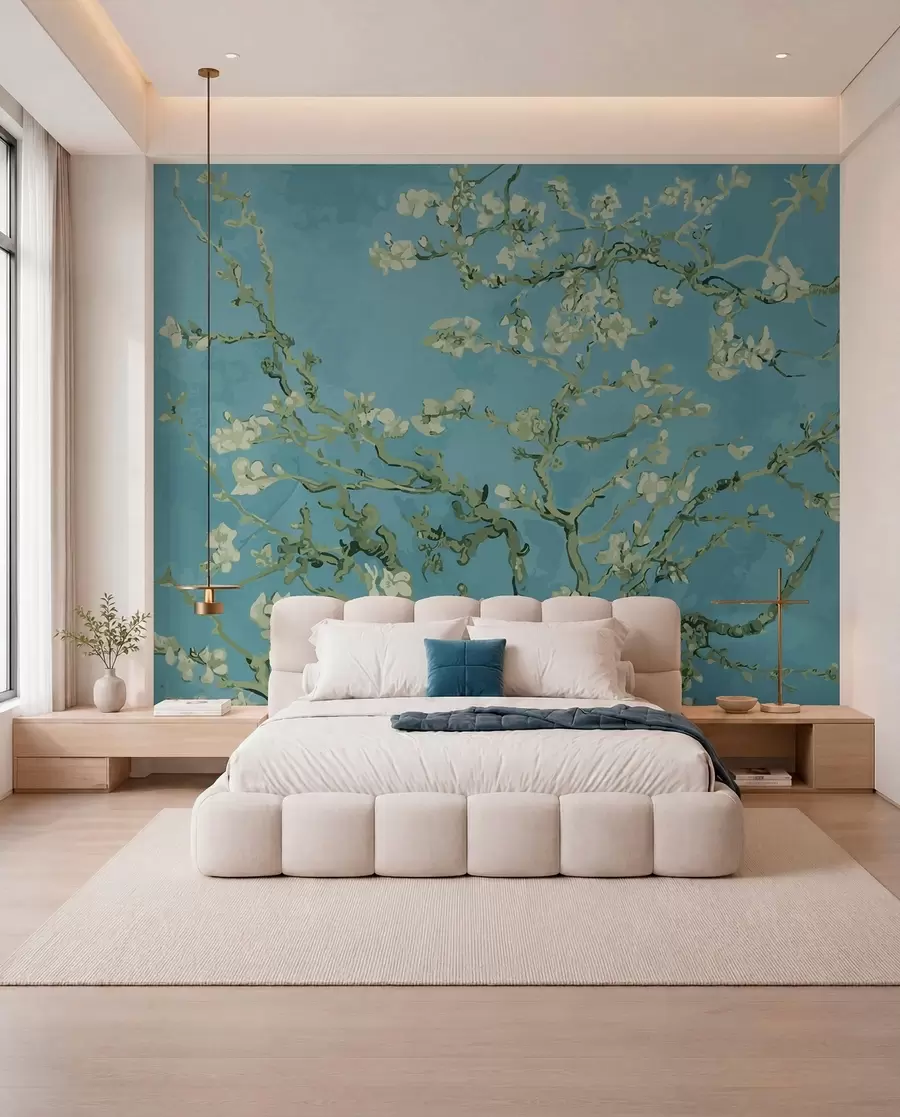 fototapeter Amandier med panoramautsikt i Van Gogh-blomster u93603