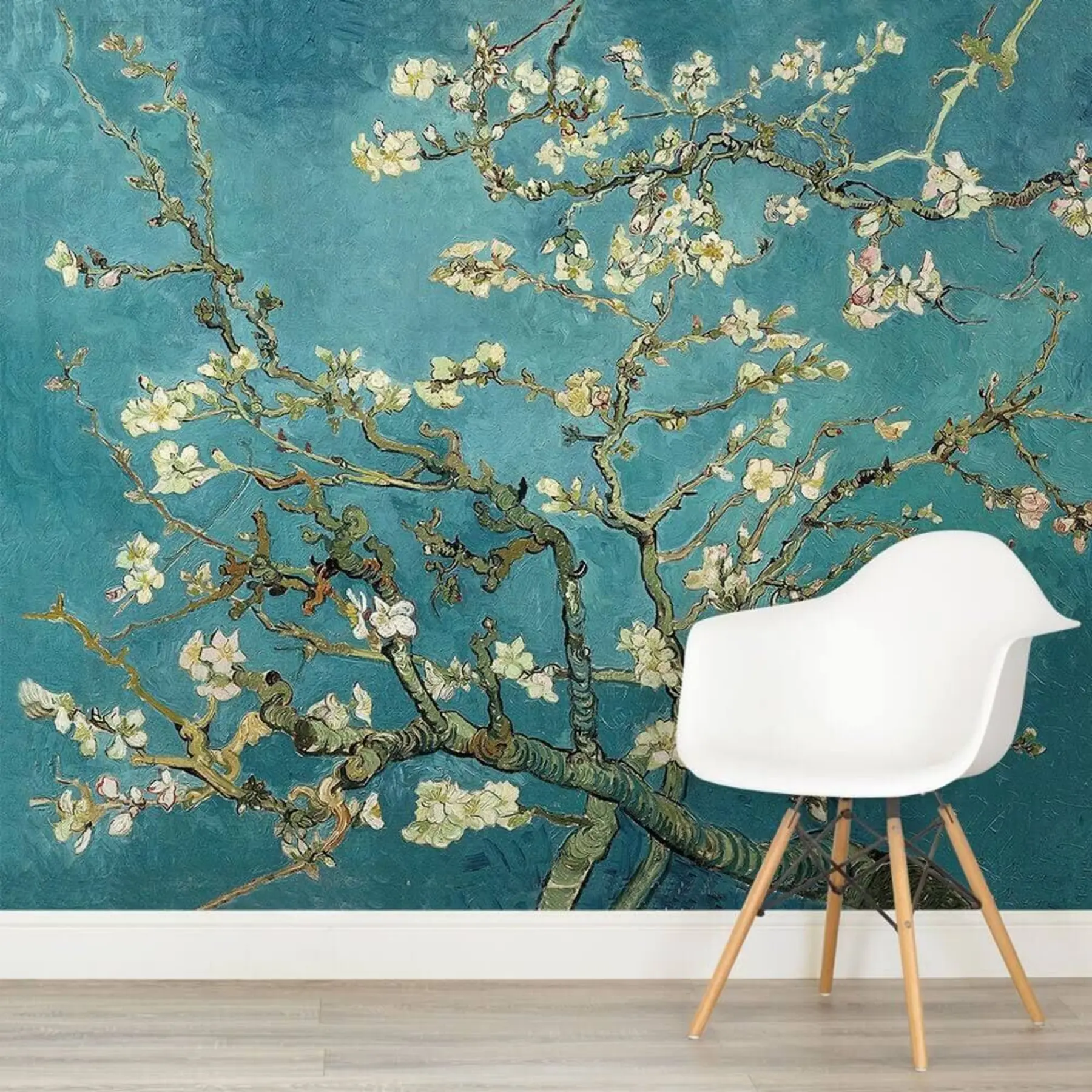 fototapeter Amandier med panoramautsikt i Van Gogh-blomster u93603