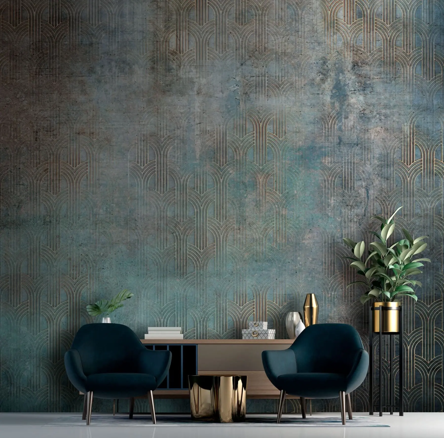 fototapeter Buet mønster på grungevegg u73973