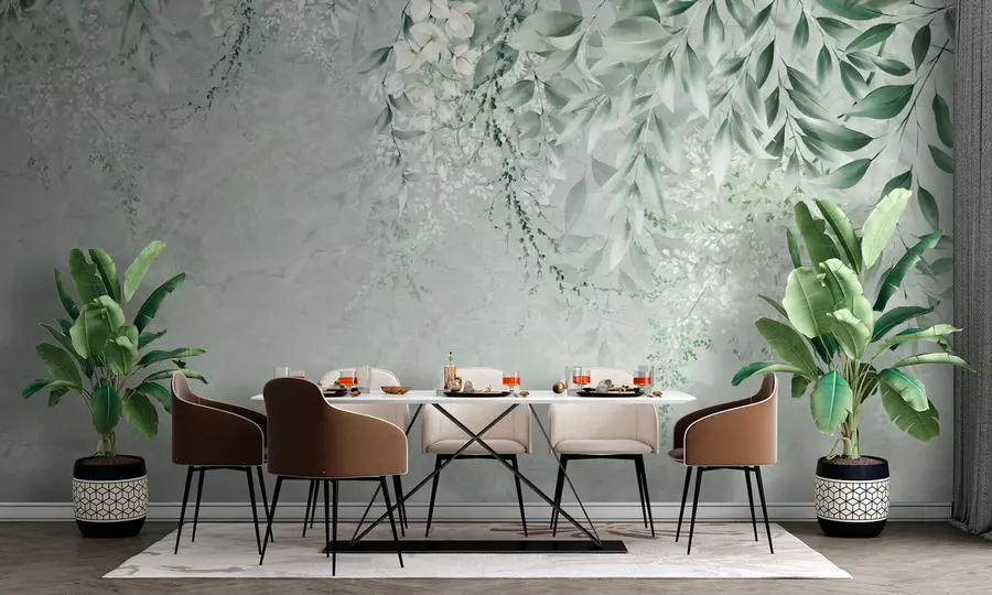 fototapeter Botaniske blomster på marmor u73982