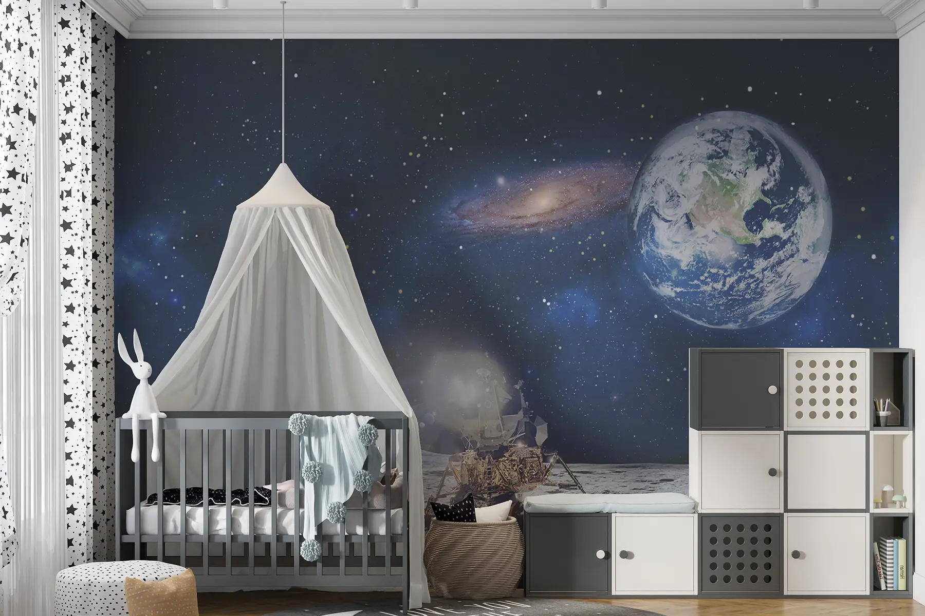 fototapeter Månesonde, utsikt over jorden u32021