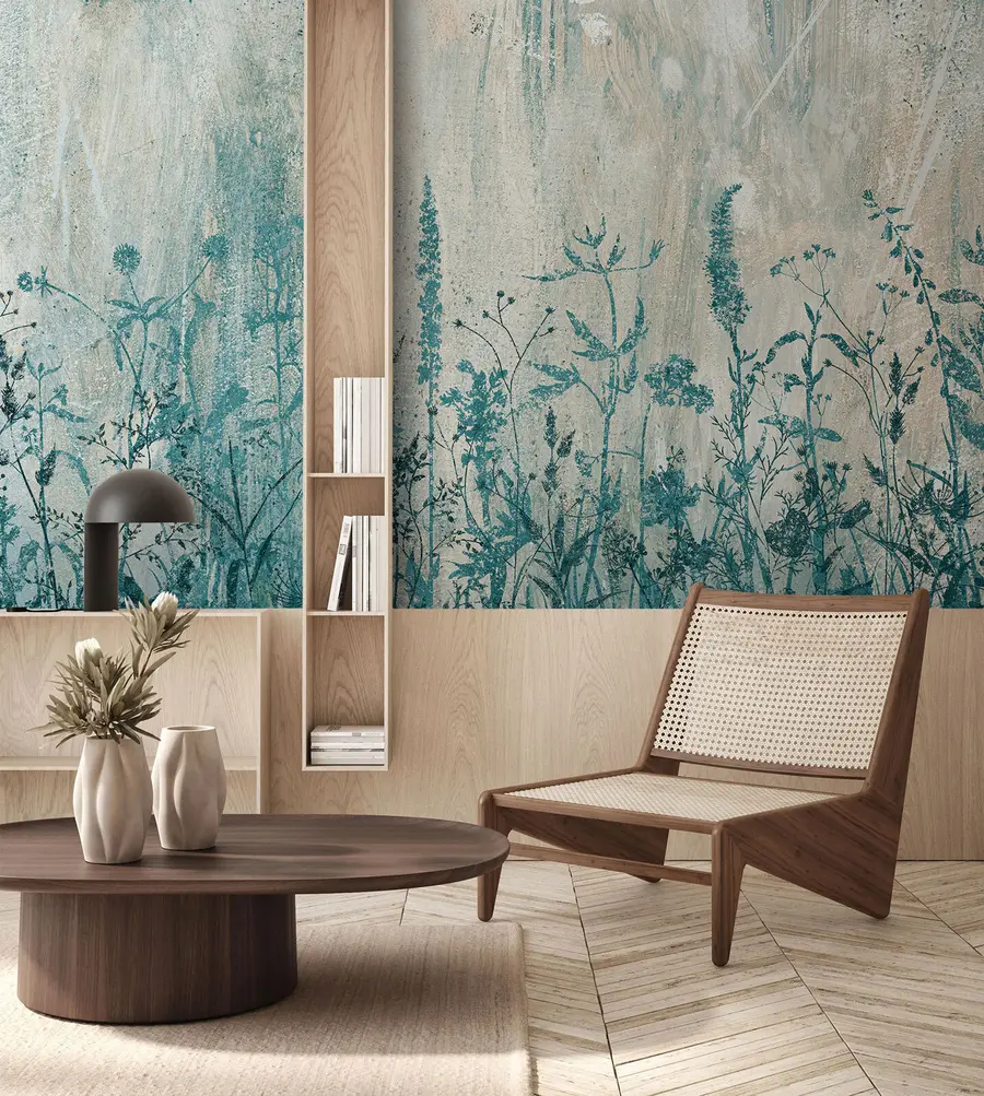 fototapeter Grønne planter på en betongvegg u93666