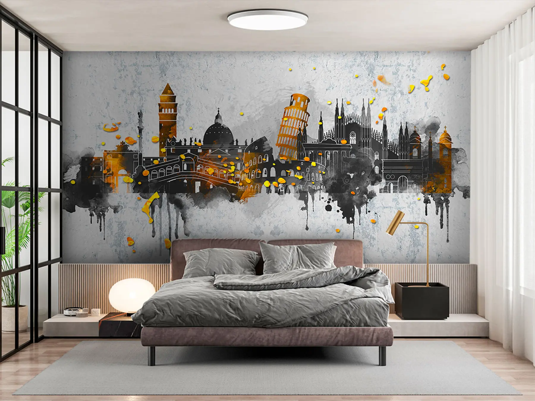 fototapeter Mørke silhuetter av attraksjoner i kjente byer u74881