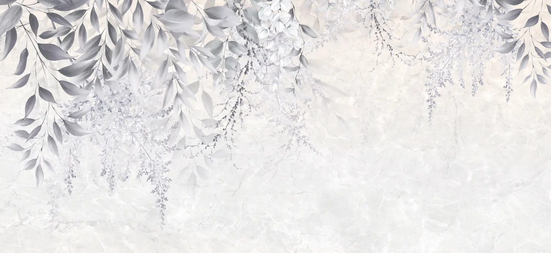 fototapeter Grå blader med blomster u94228