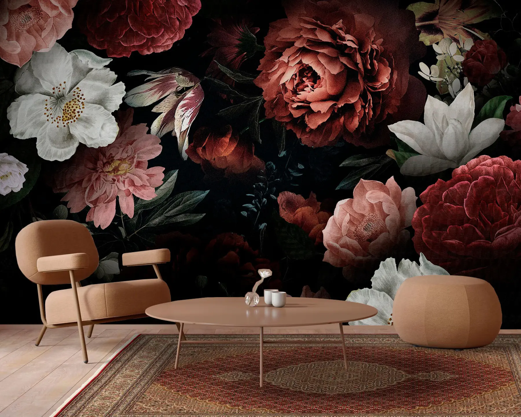 fototapeter Rosedesign med akvarelleffekt u94330