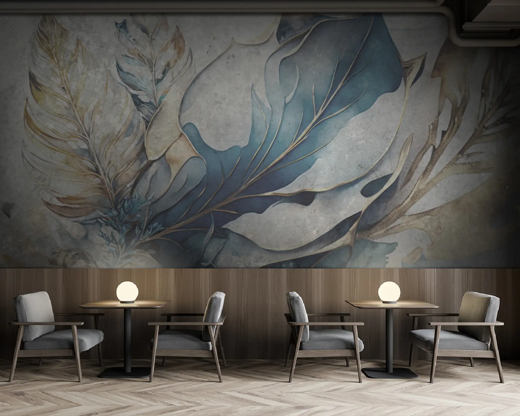 fototapeter Store akvarellblomster på en betongvegg u93998