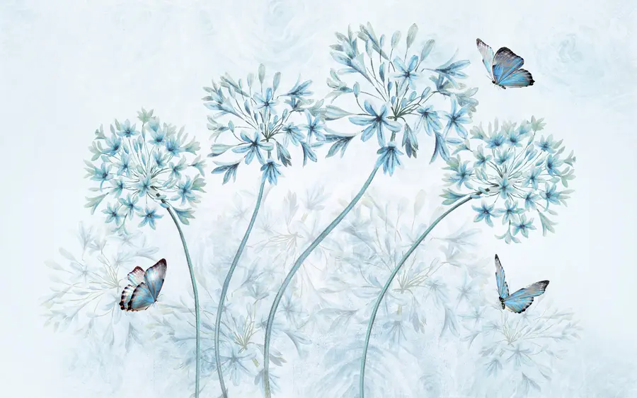 fototapeter Plante, blomst og blå u35495