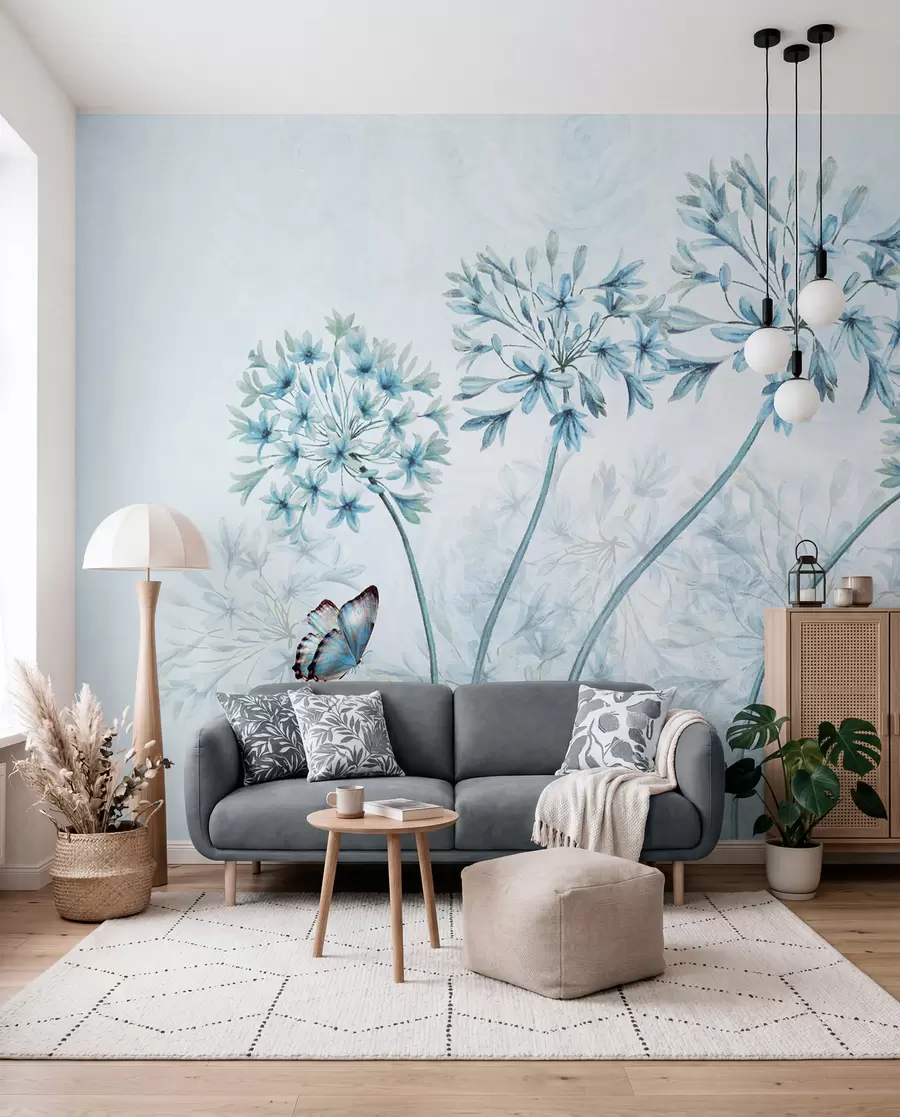 fototapeter Plante, blomst og blå u35495
