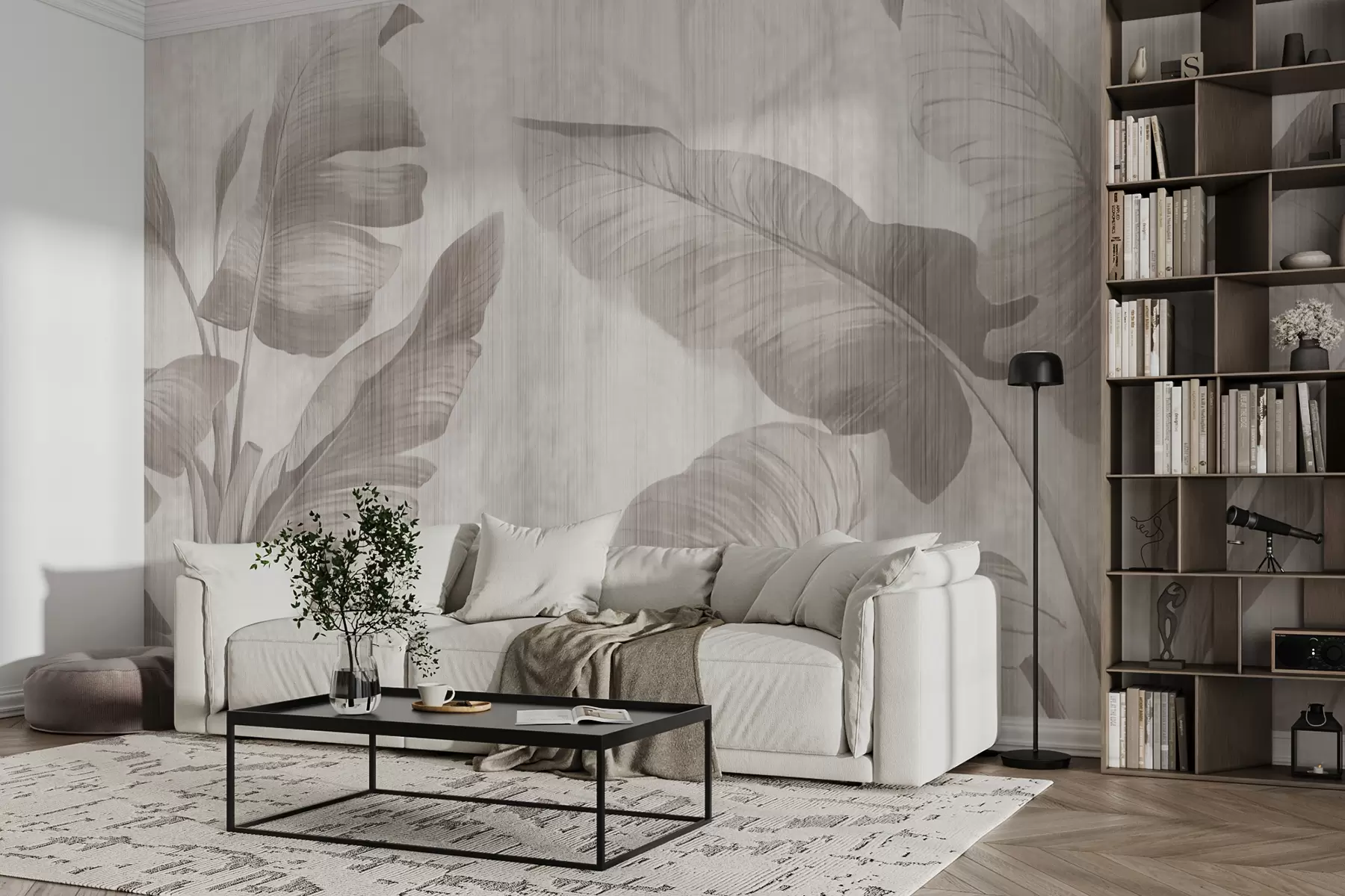 fototapeter Tropiske blader i grunge-stil u00299