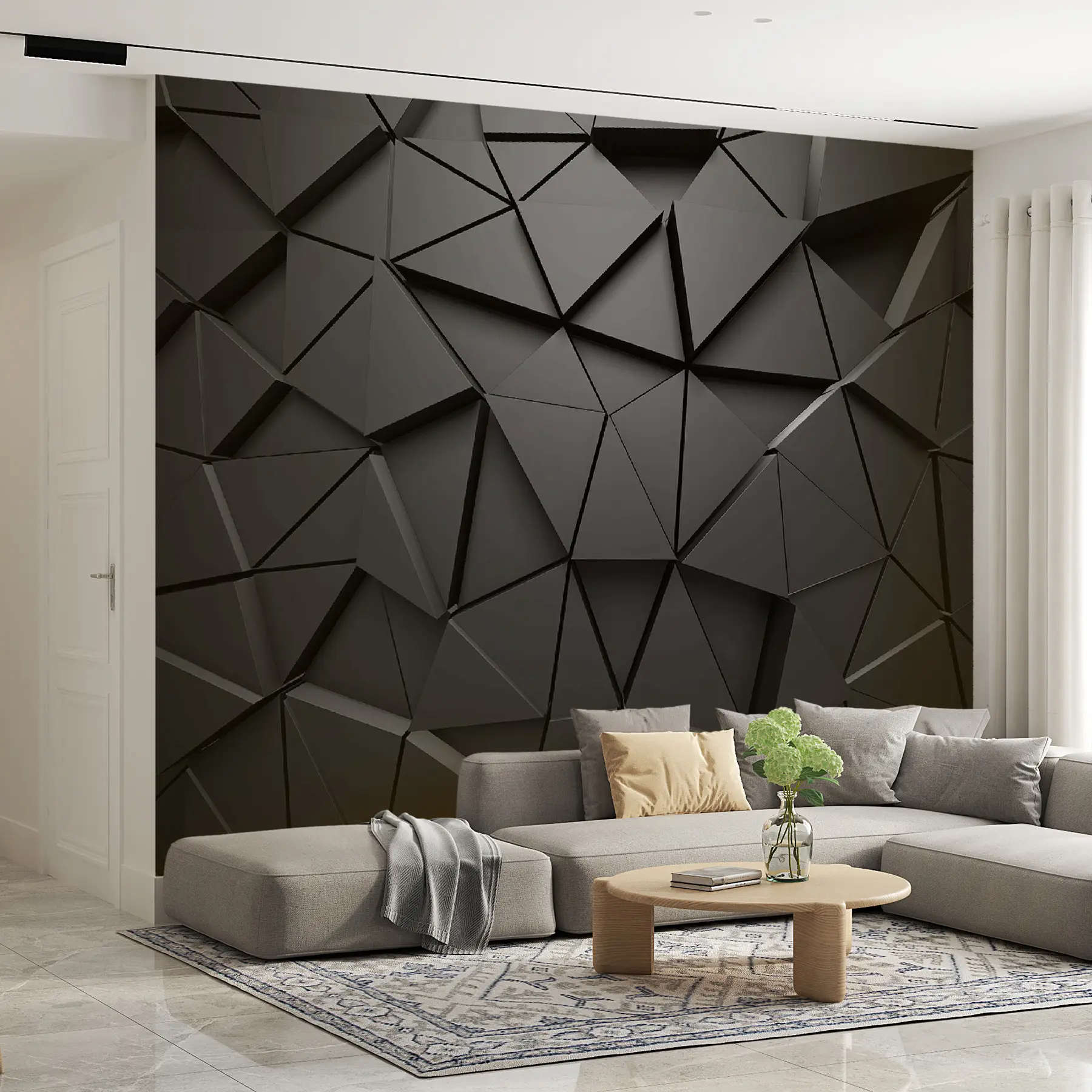 fototapeter Trekanter i grafitt u03062