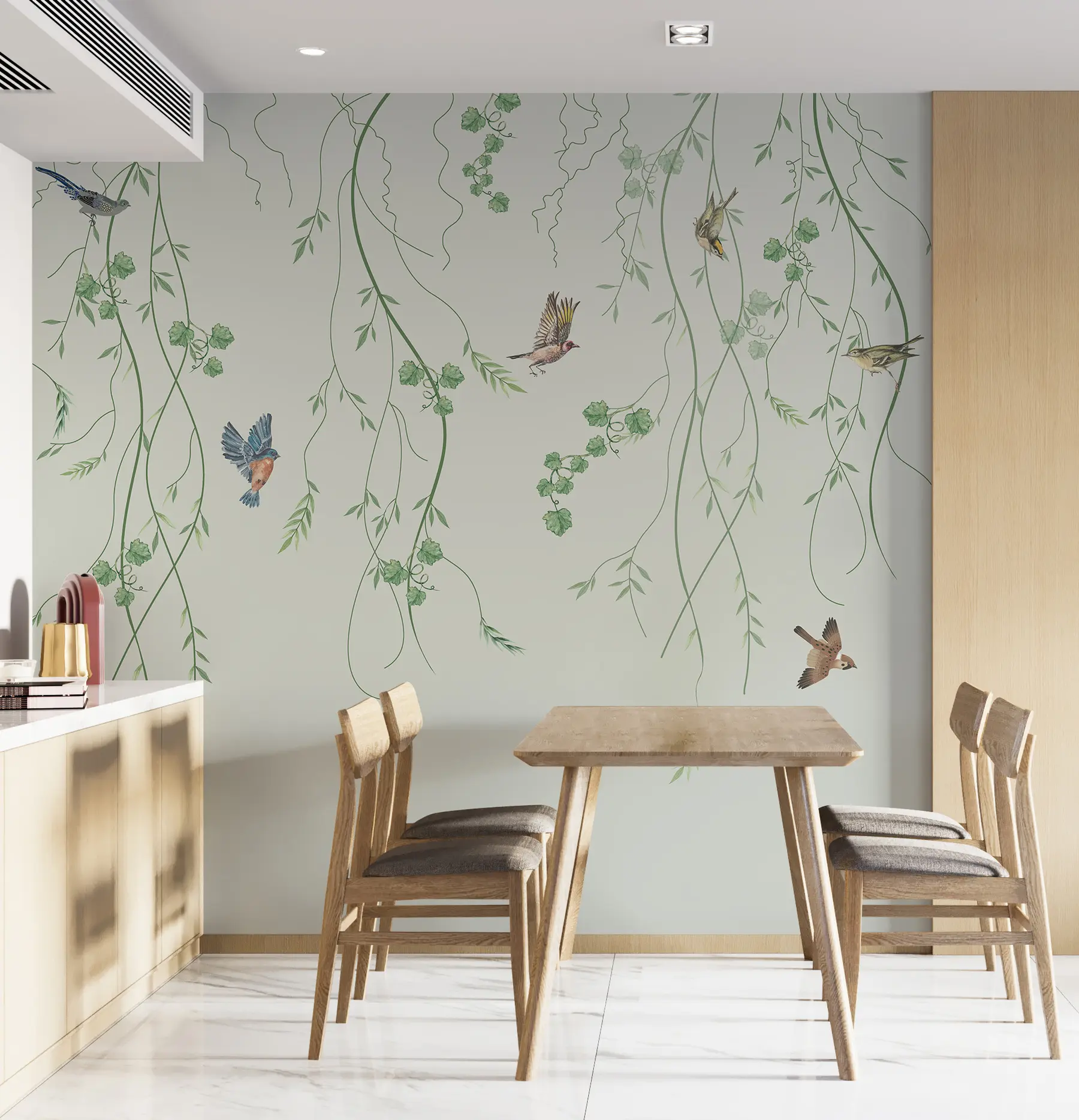 fototapeter Grener med fugler, Chinoiserie u94493