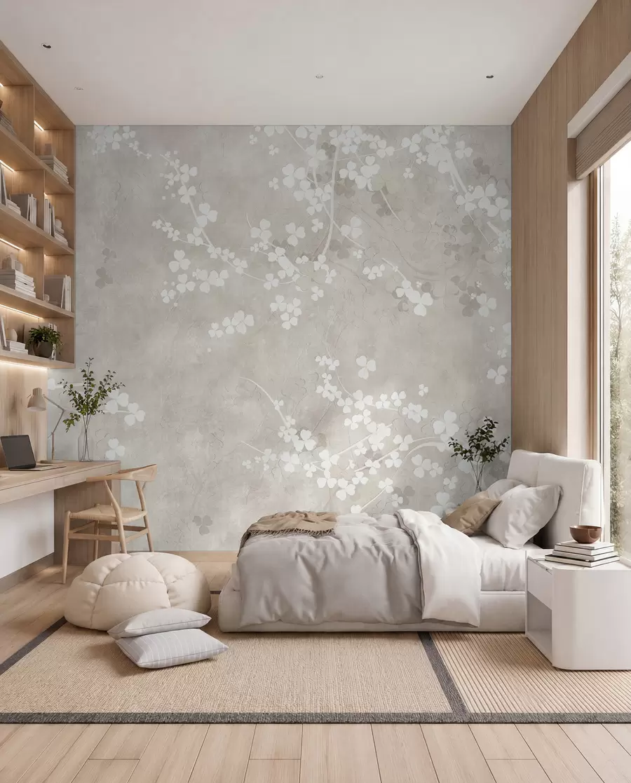 fototapeter Hvite, skjøre kvister og blomster u94458