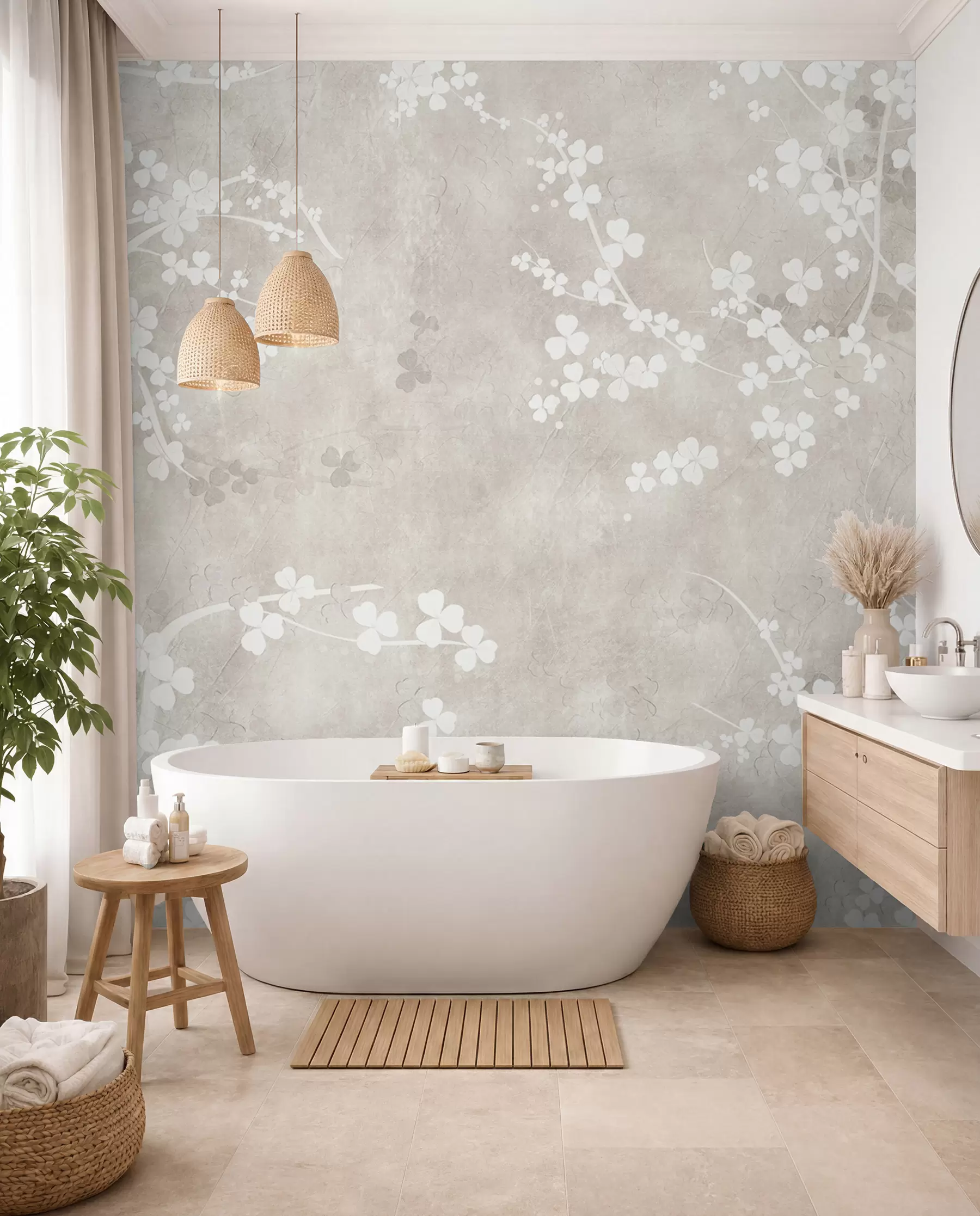 fototapeter Hvite, skjøre kvister og blomster u94458