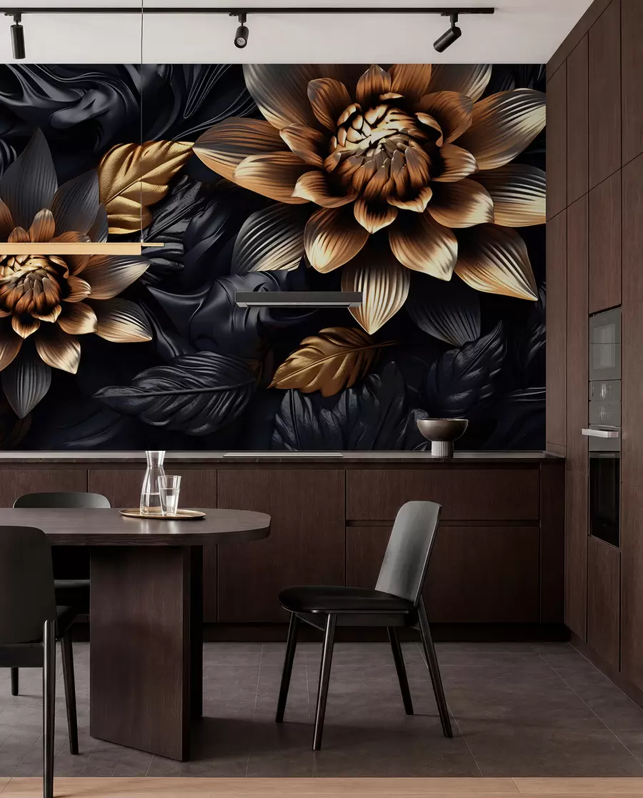 fototapeter Svarte, voluminøse blomster u95244