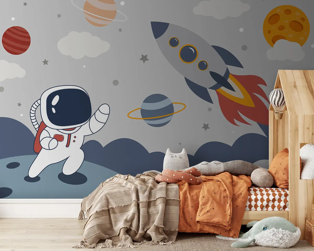 fototapeter Astronaut, rakett og planeter u95706