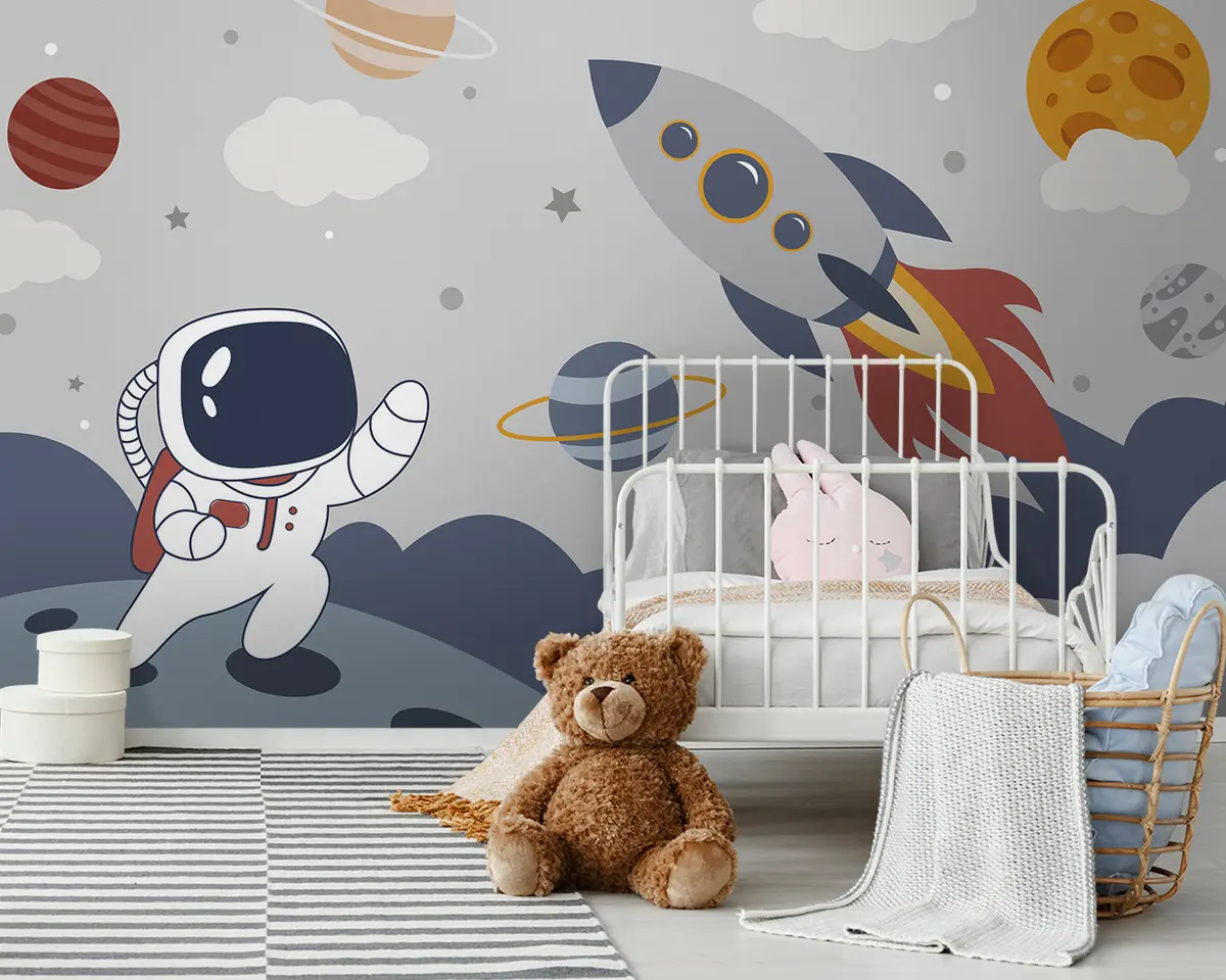 fototapeter Astronaut, rakett og planeter u95706