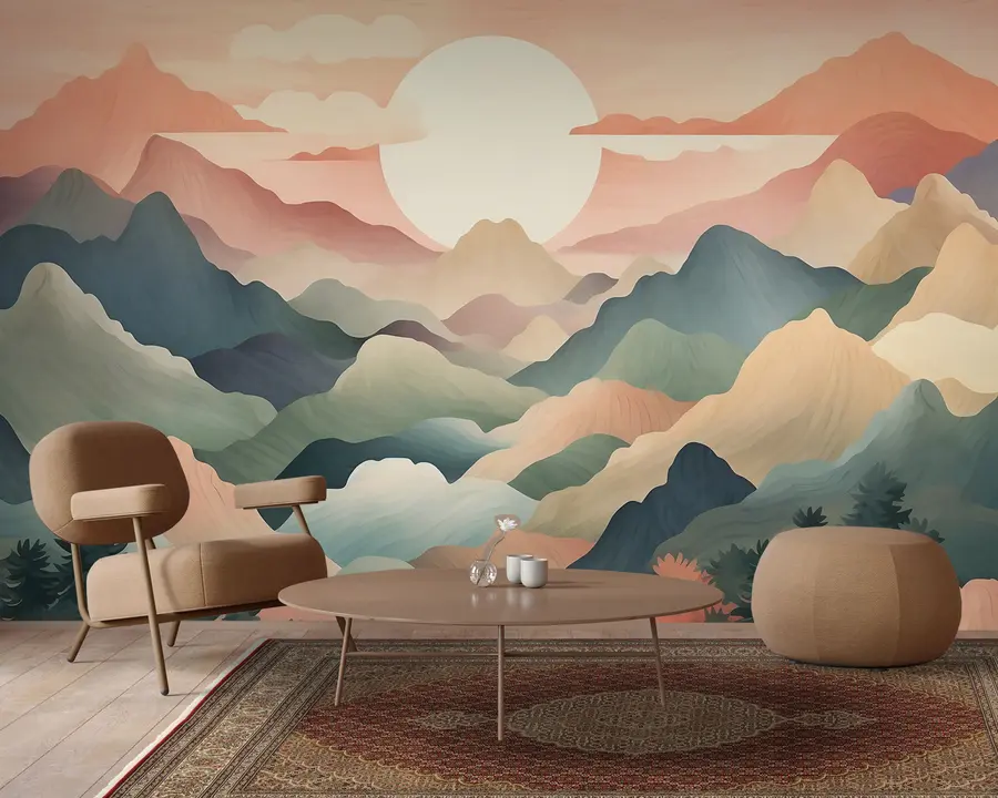 fototapeter Fjell i solskinn u95991