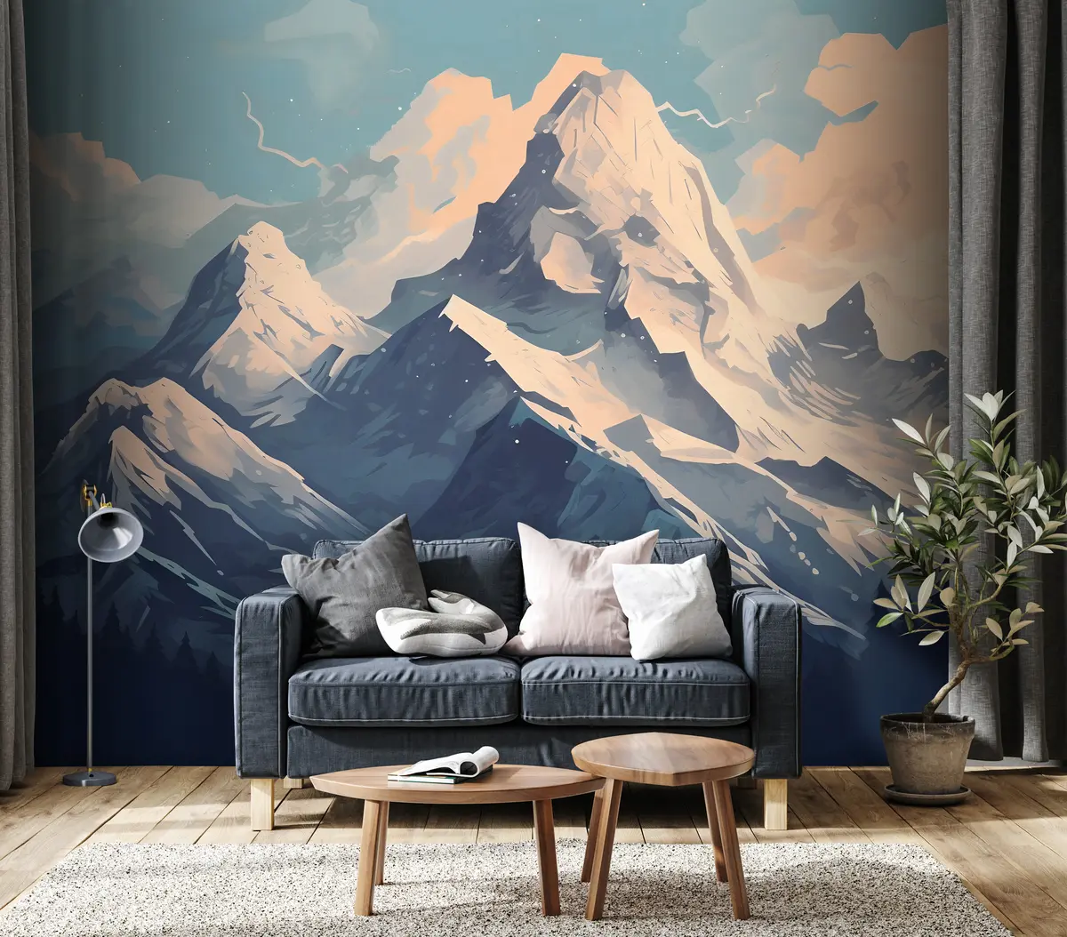 fototapeter Snødekt fjelltopp u95995