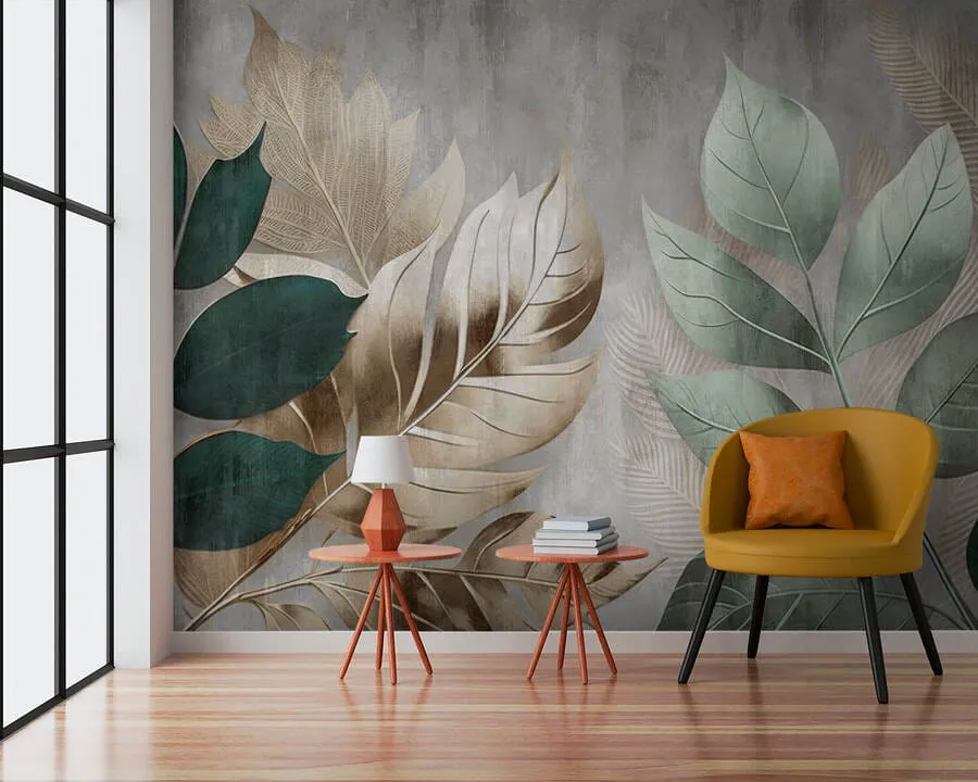 fototapeter Blader på strukturert bakgrunn u94827