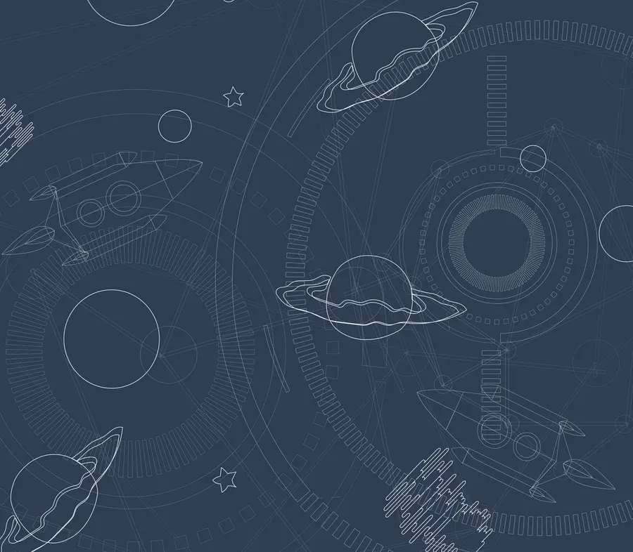 fototapeter Romillustrasjon, planeter, romskip u95918