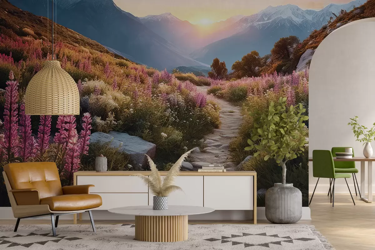 fototapeter Magiske blomster i fjellandskapet u96210