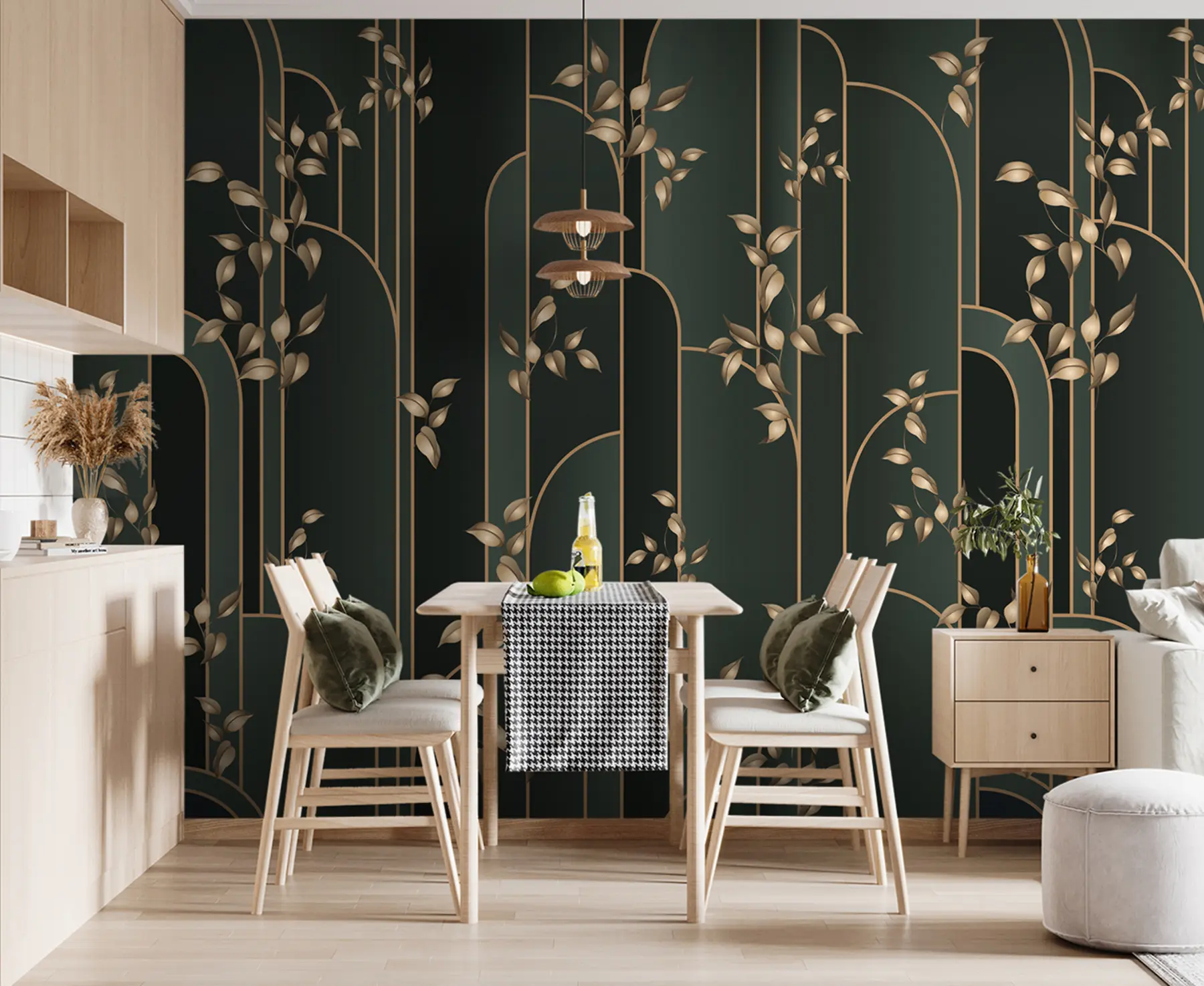 fototapeter Abstrakt art deco med blader u95842