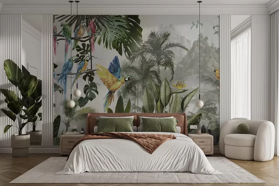 fototapeter Papegøyer i regnskogen u95693