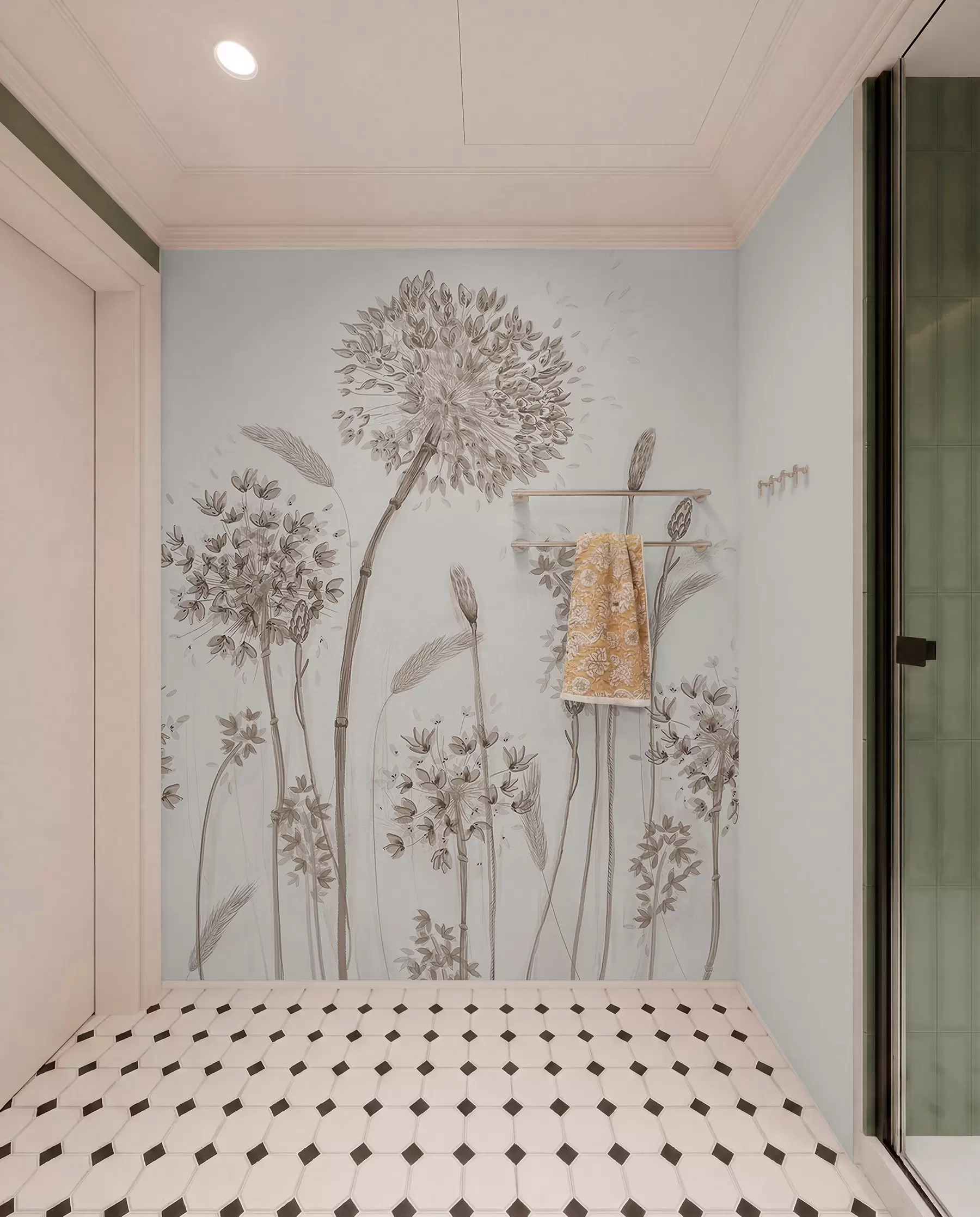 fototapeter Store engblomster av løvetann monokrom stil loft minimalisme u96934