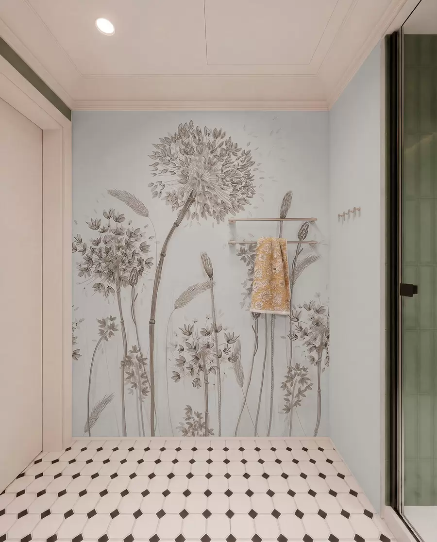 fototapeter Store engblomster av løvetann monokrom stil loft minimalisme u96934