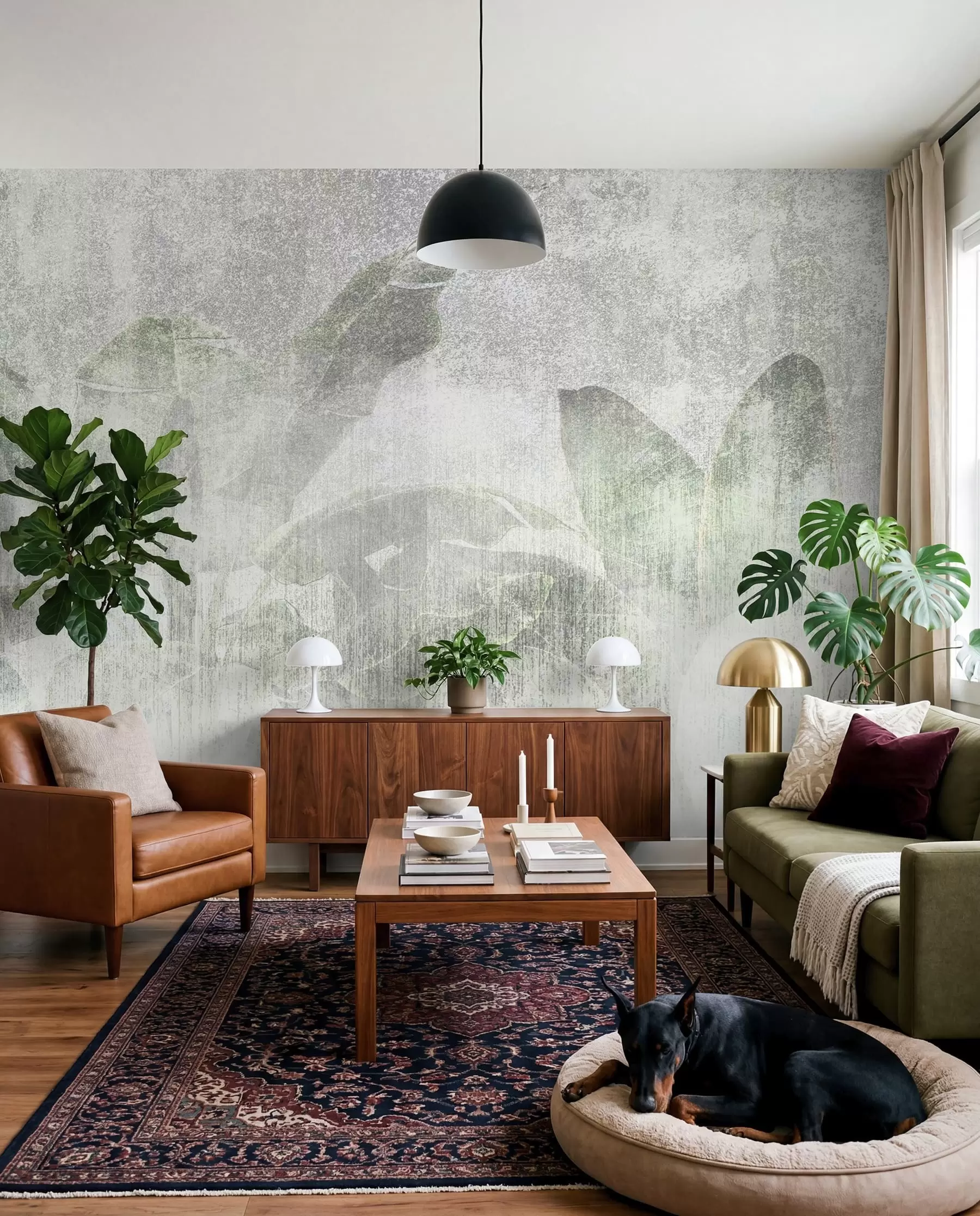 fototapeter Tropiske palmer i loftstil u97030