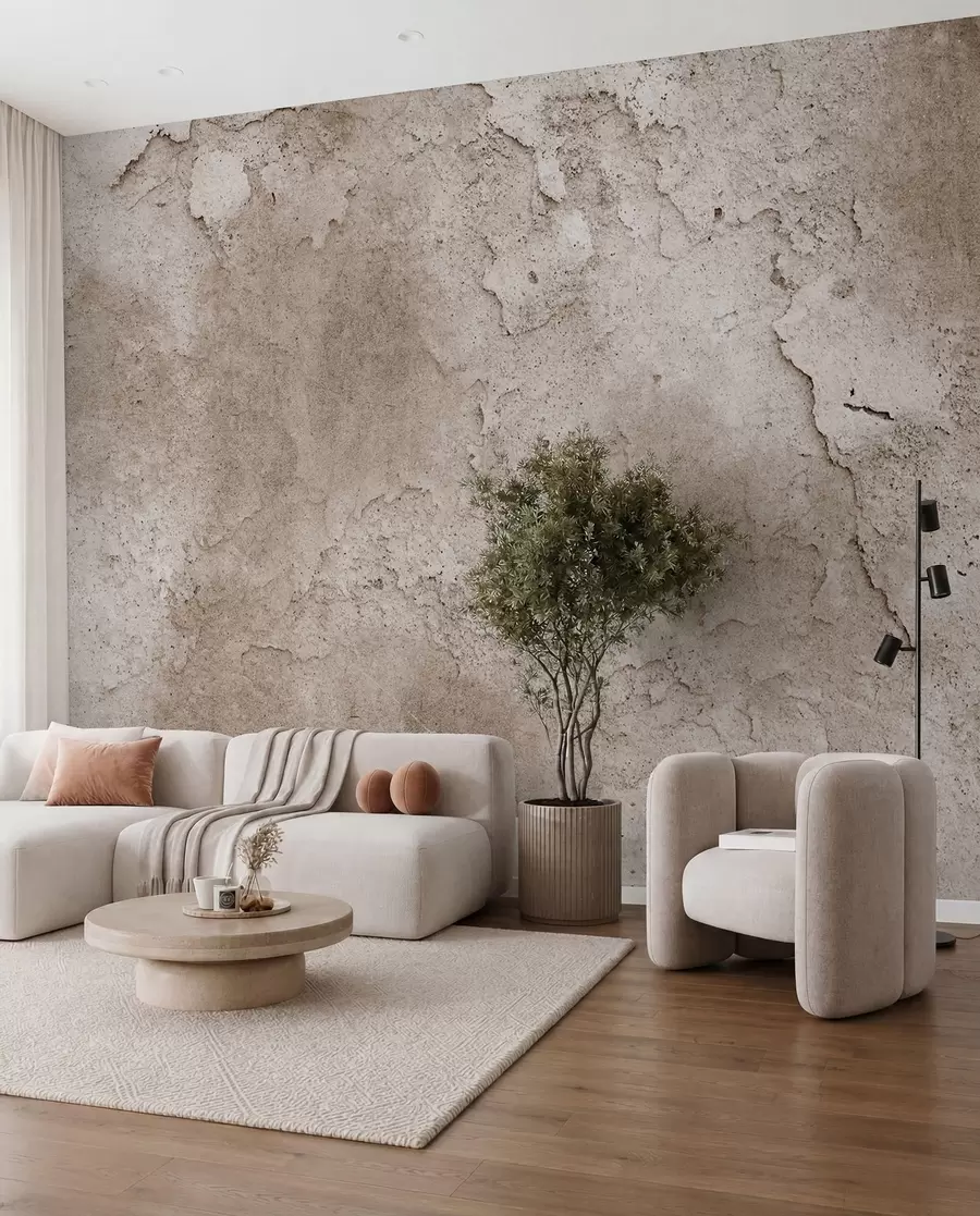fototapeter Brun betongvegg med grove kanter u97237