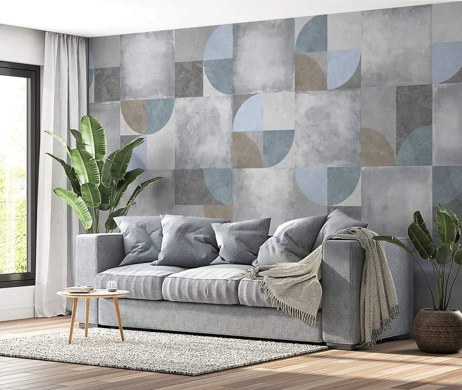 fototapeter Abstrakt geometrisk mønster med sement tekstur bakgrunn u97268