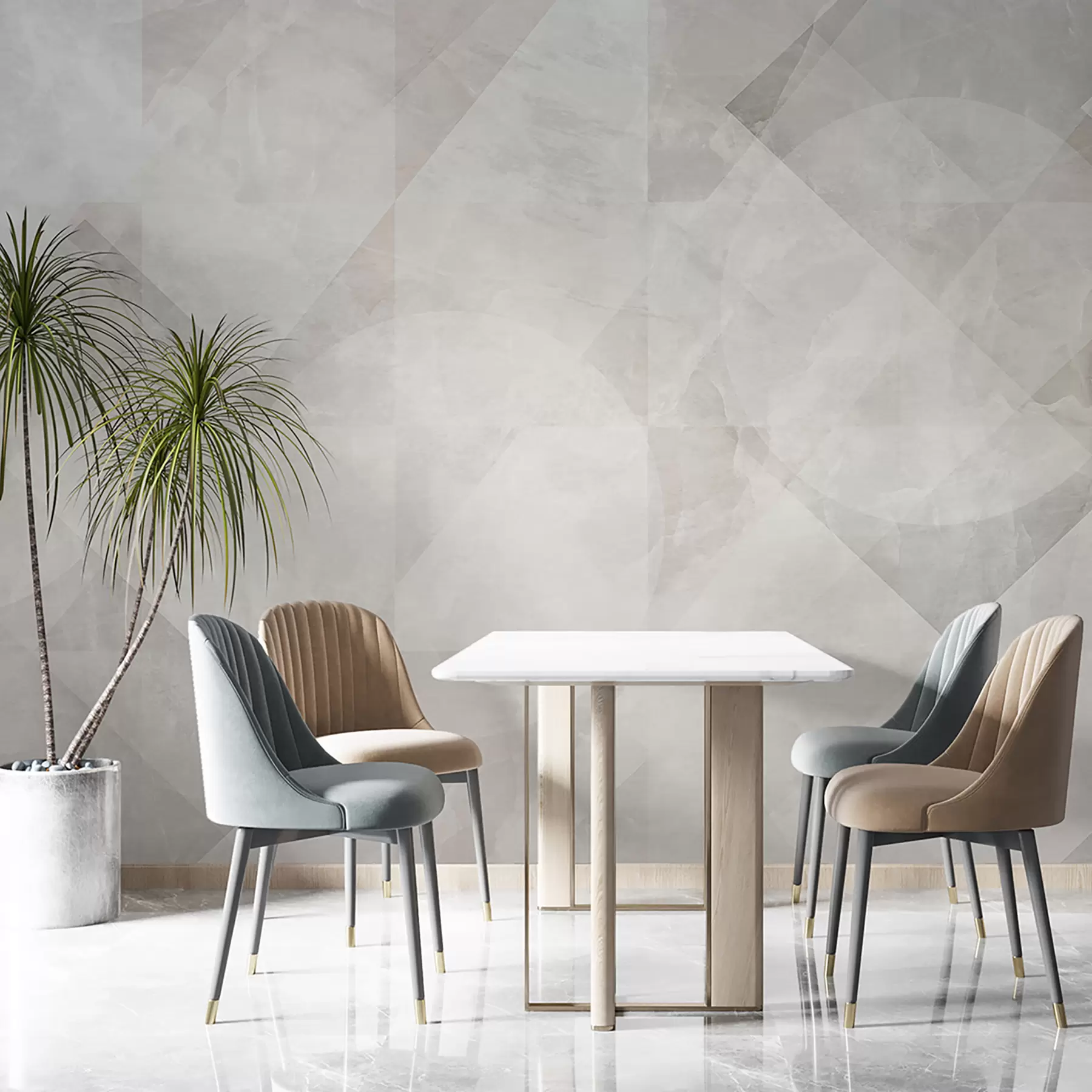 fototapeter Geometrisk abstraksjon på marmorbakgrunn i pastellfarger u97269