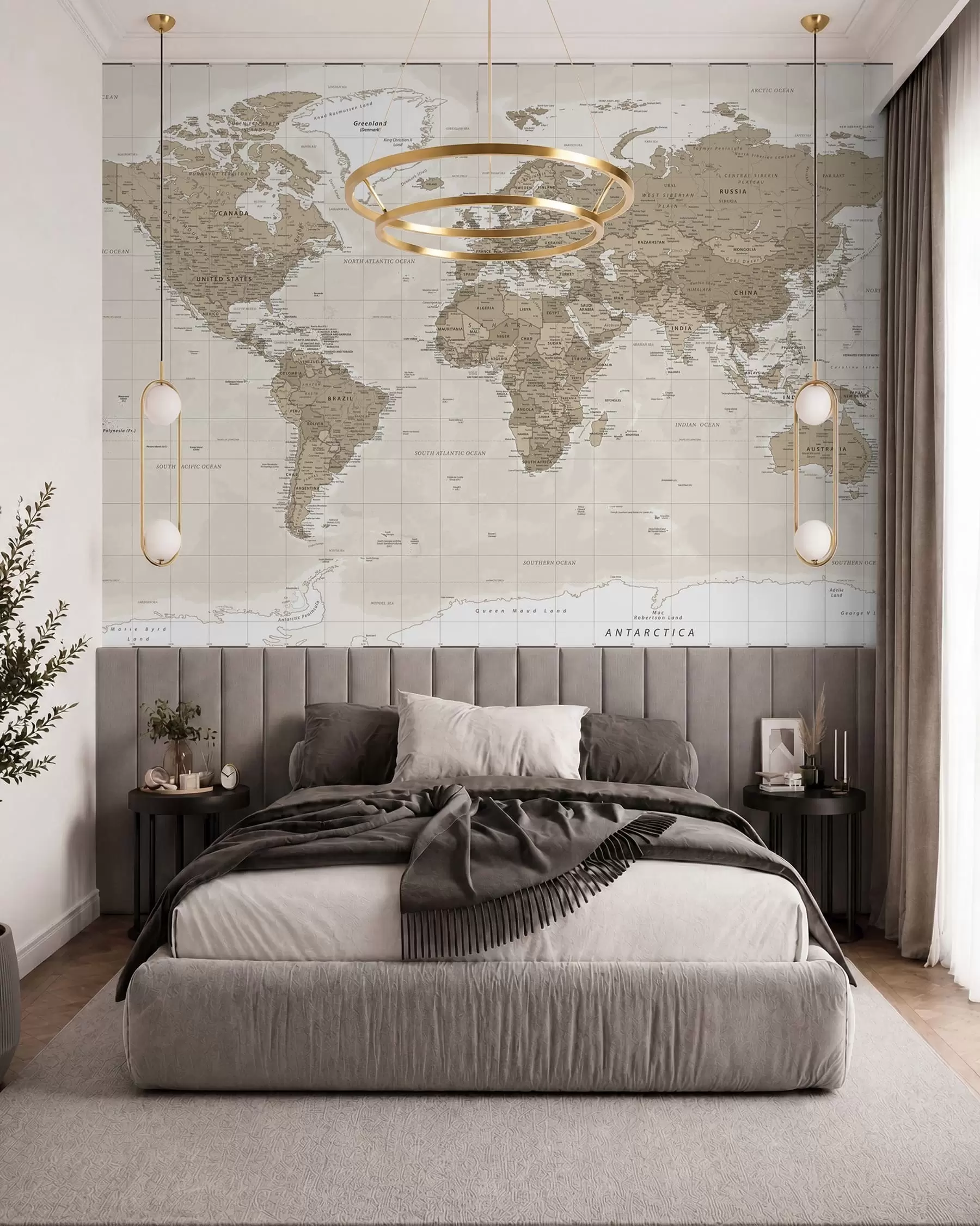 fototapeter Vintage verdenskart loft u97342
