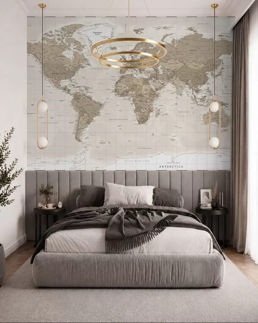 fototapeter Vintage verdenskart loft u97342