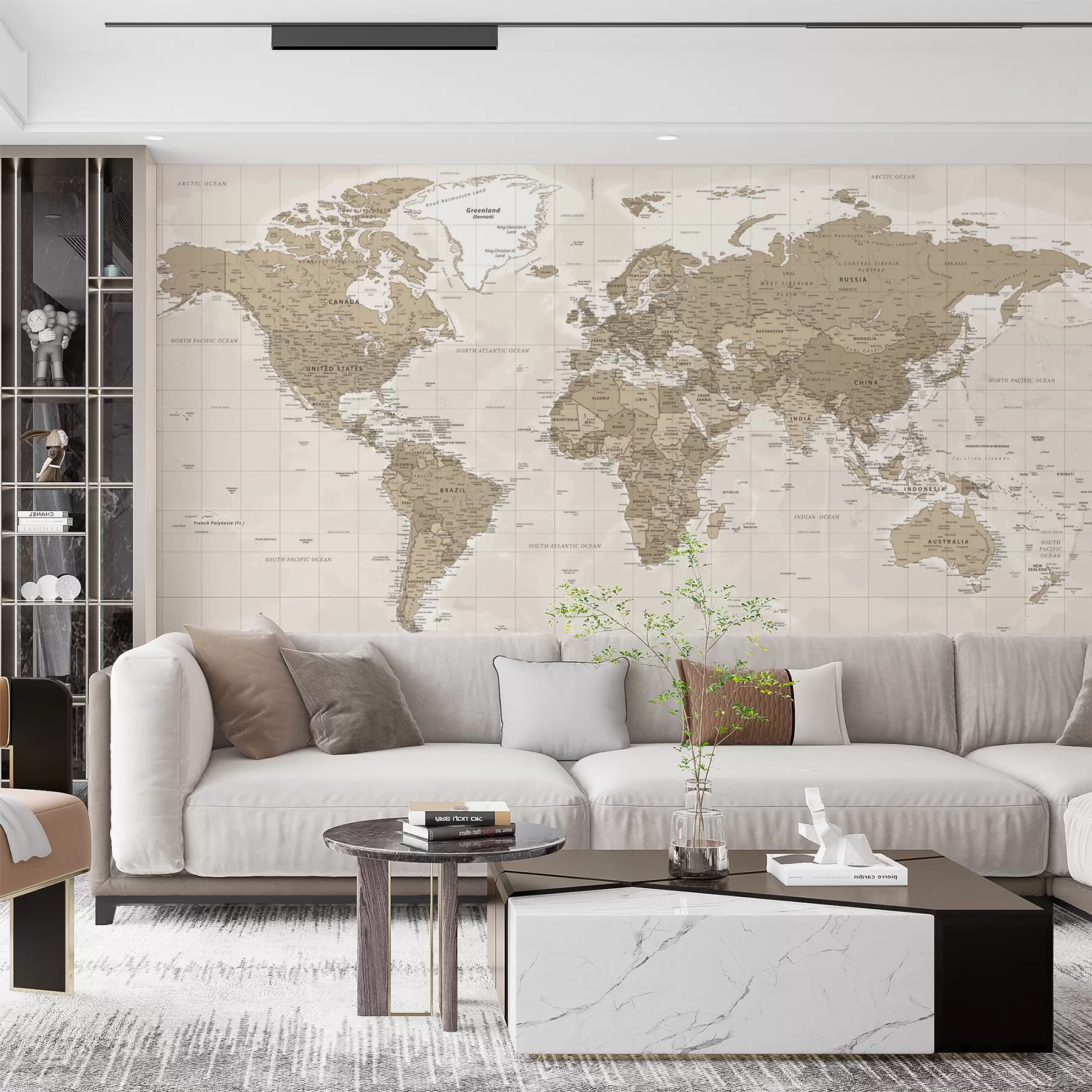 fototapeter Vintage verdenskart loft u97342