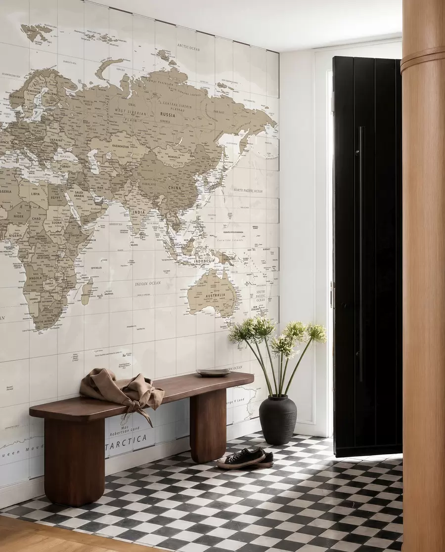 fototapeter Vintage verdenskart loft u97342