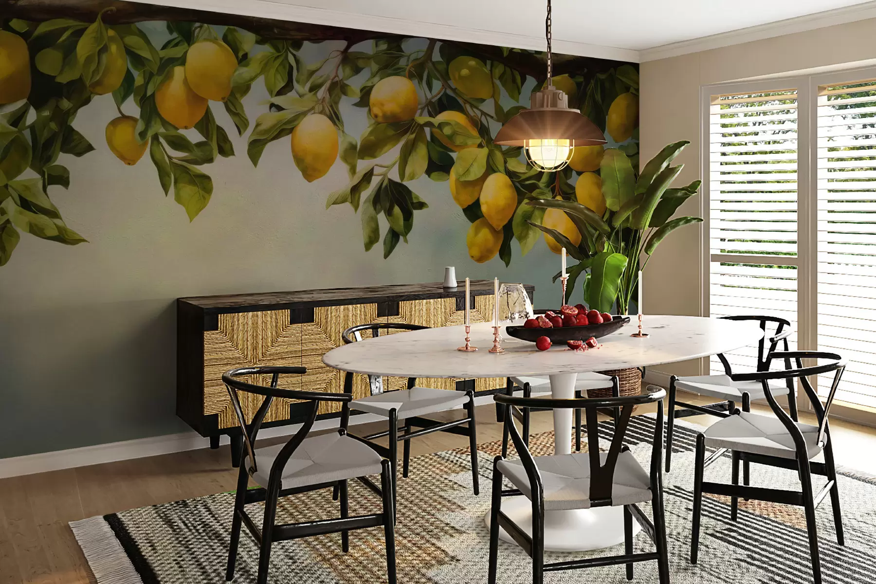 fototapeter Vintage grener av sitrontre u97600