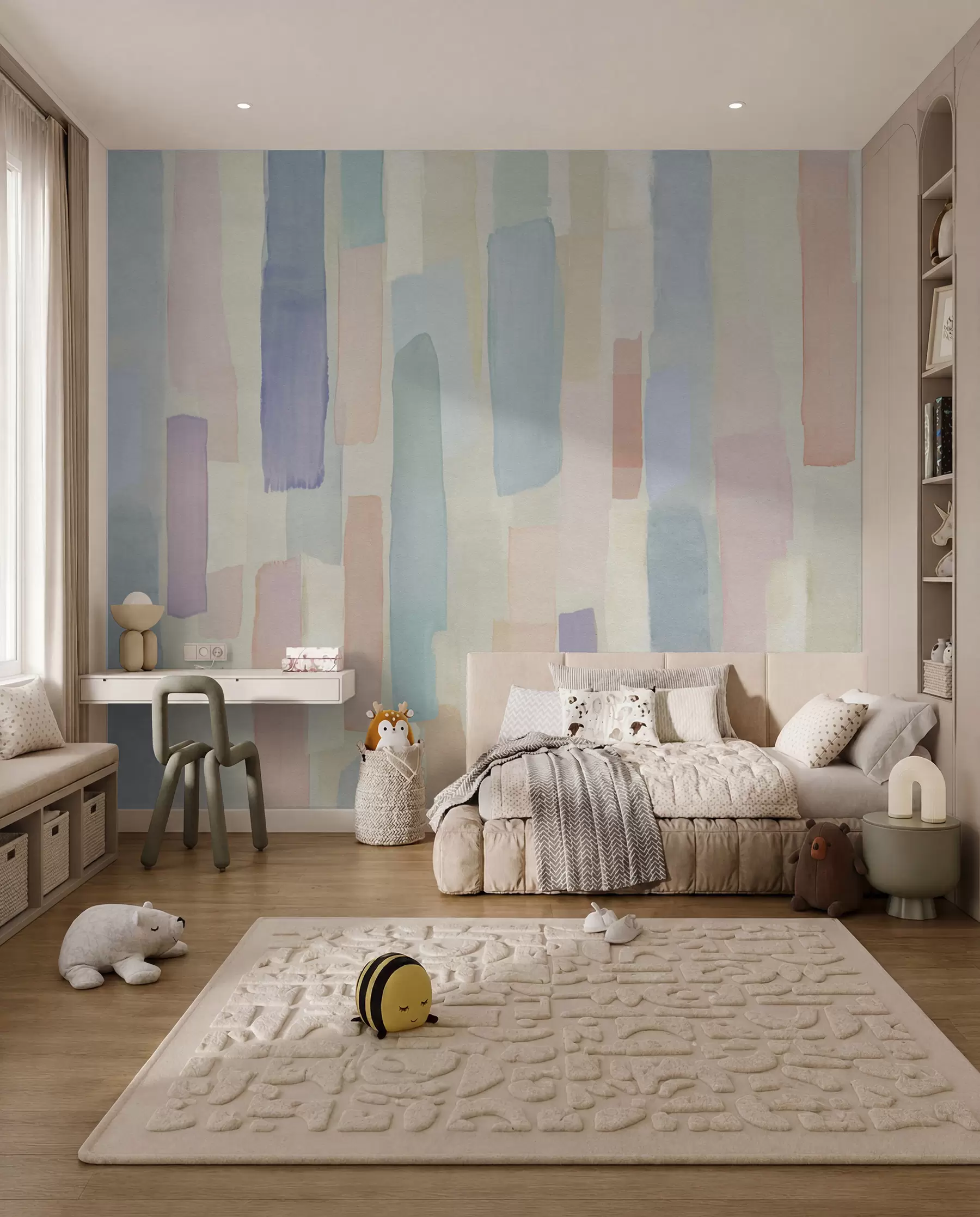 fototapeter Pastellstriper med pensel u97869