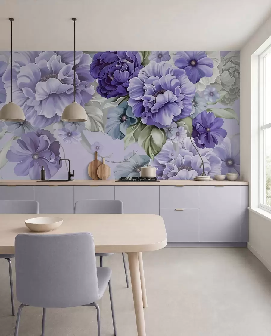 fototapeter Delikate blå blomster i blå farger u59900v2