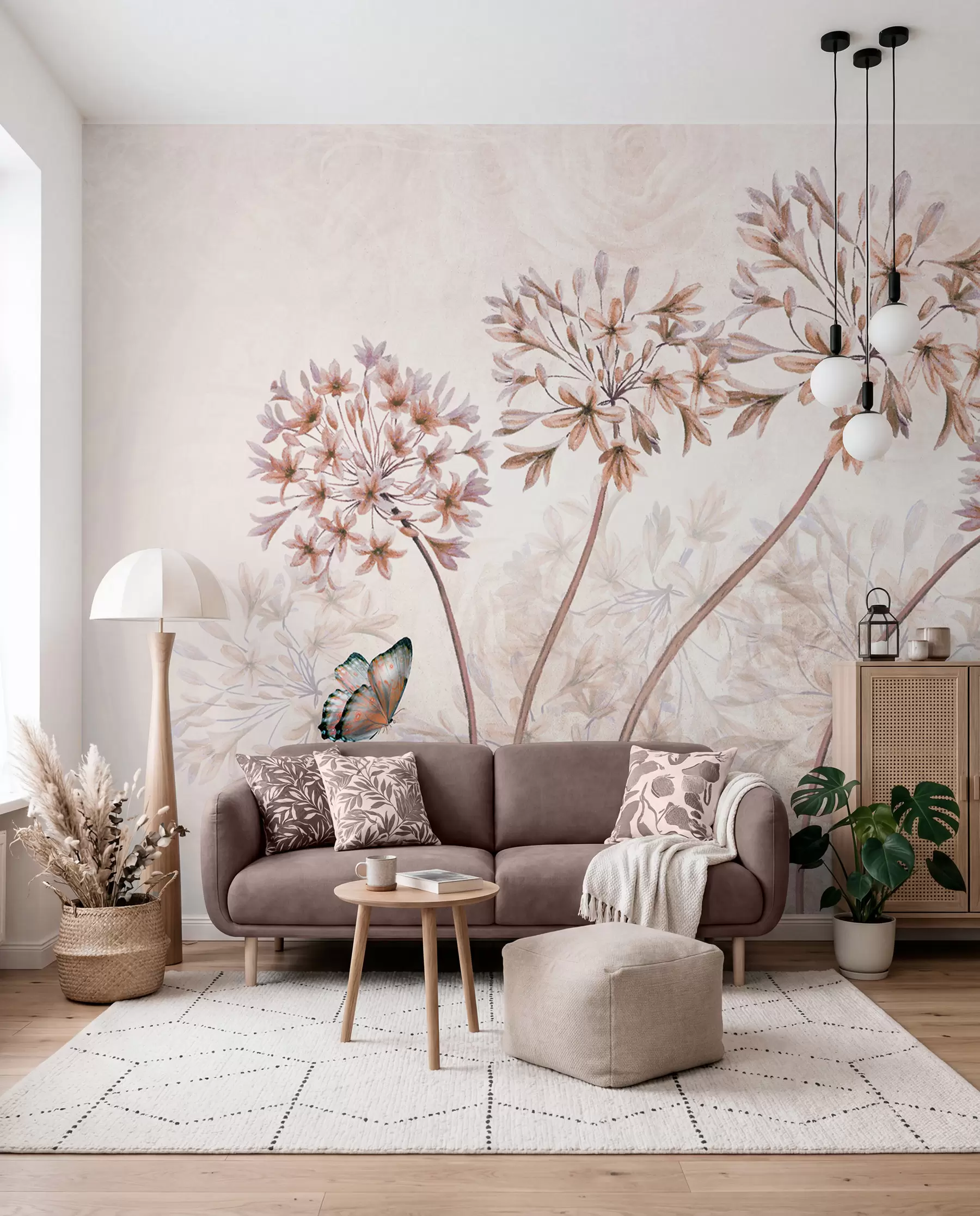 fototapeter Plante, blomst og blå i brune farger u35495v1