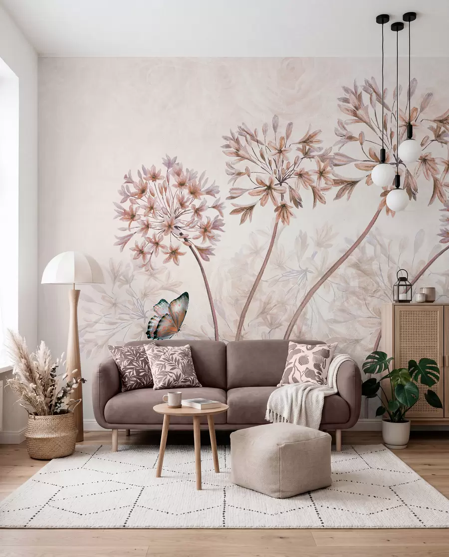 fototapeter Plante, blomst og blå i brune farger u35495v1