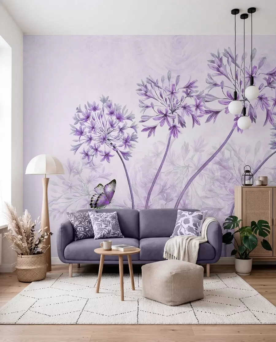 fototapeter Plante, blomst og blå i rosa farger u35495v3