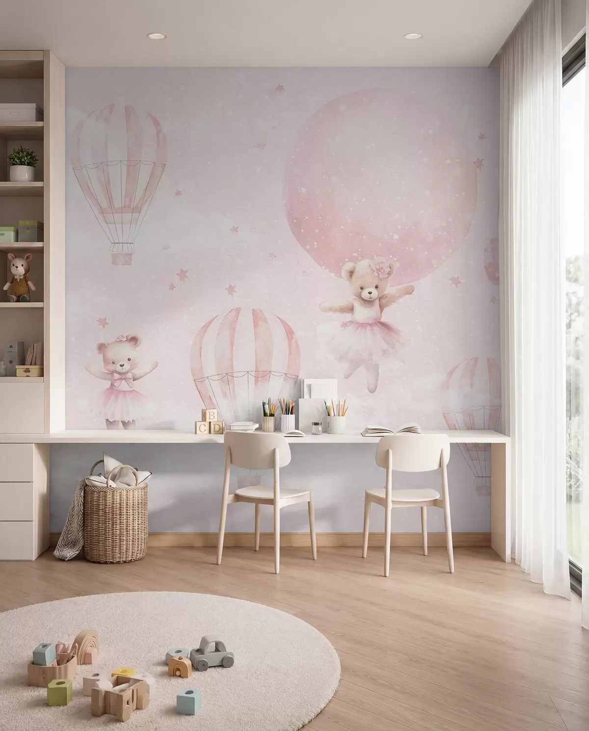 fototapeter Bamser og rosa ballonger u97954