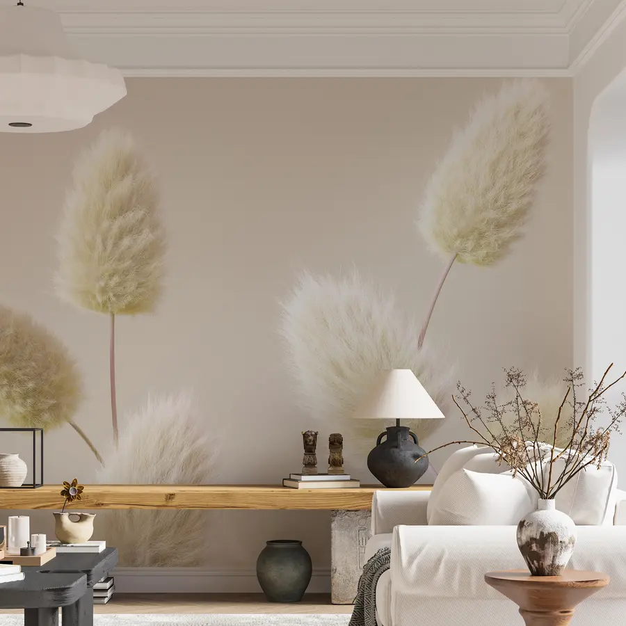 fototapeter Trendige, beige tørkede blomster i boho-stil u98432v1